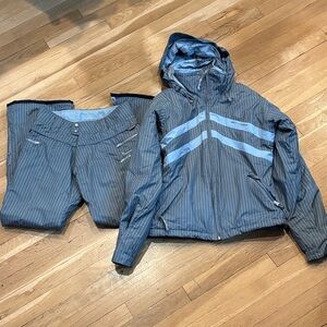 Betty Rides Elements Series Striped Blue Ski Jacket and Pants Set